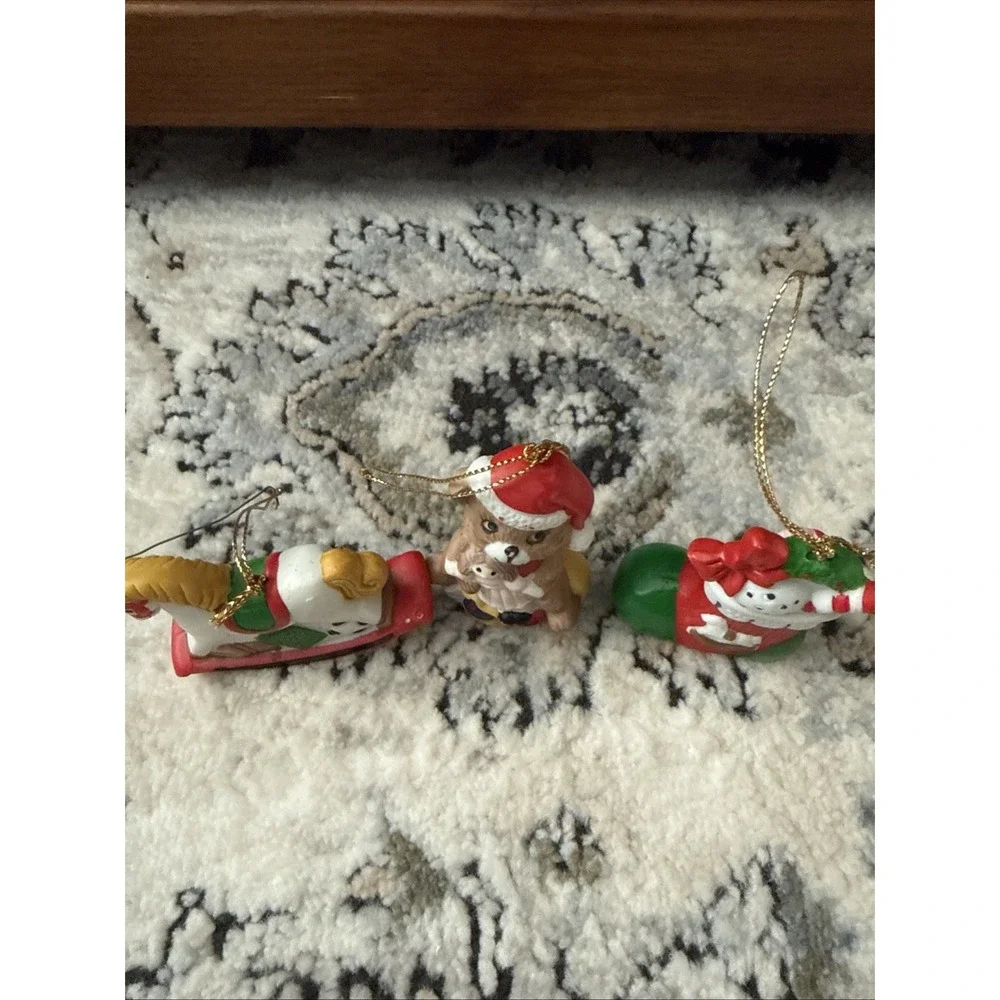 Vintage 90s Christmas Ornaments Lot Of 3 Ceramic